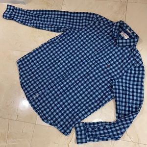 ORIGINAL PENGUIN Blue Checker Print Long Sleeve Button Down Shirt